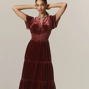 New Anthropologie The Somerset Maxi Dress: Velvet Edition